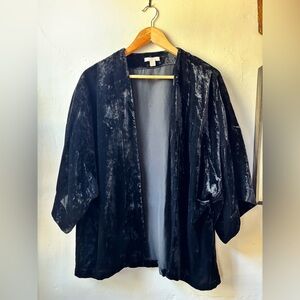 Ann Taylor Loft Black Velvet Jacket Kimono Sleeve